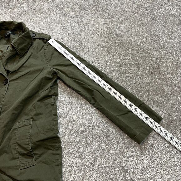 Forever 21 Overcoat Jacket Womens Large Army Green Double Breasted Pockets Belt - Picture 9 of 12